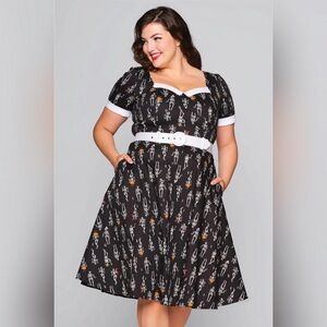 Collectif Roberta Skeleton Boo-Gie Swing Dress - XL